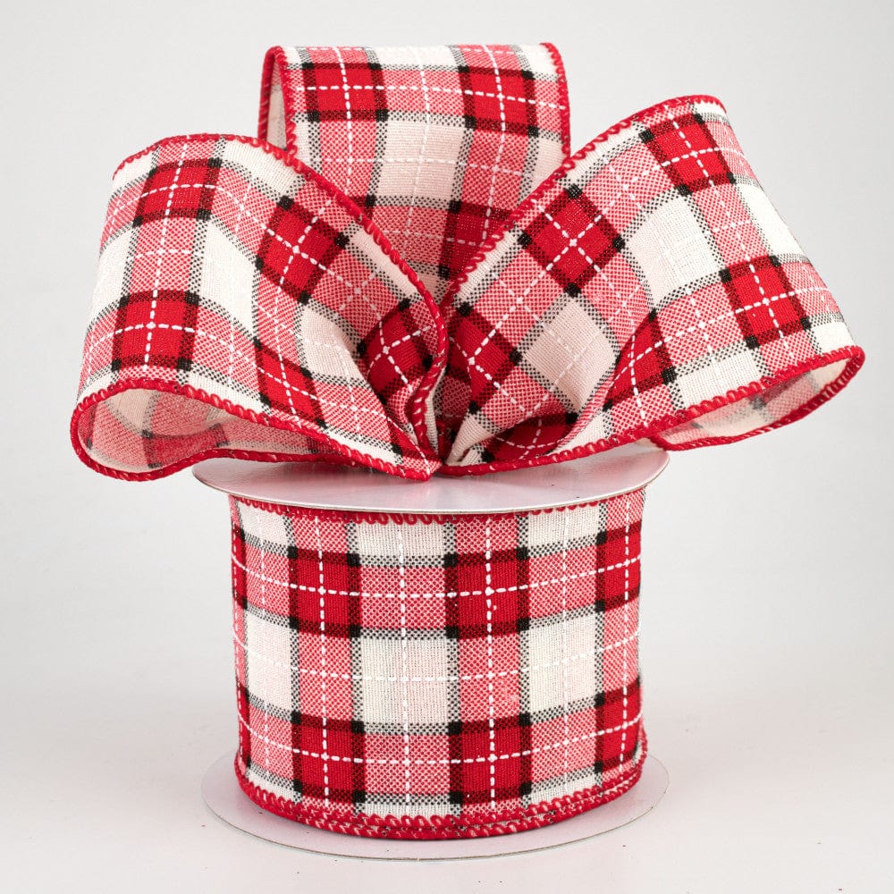 Pink Gingham Wired Edge Ribbon - 2 1/2 Inch x 10 Yards, Christmas