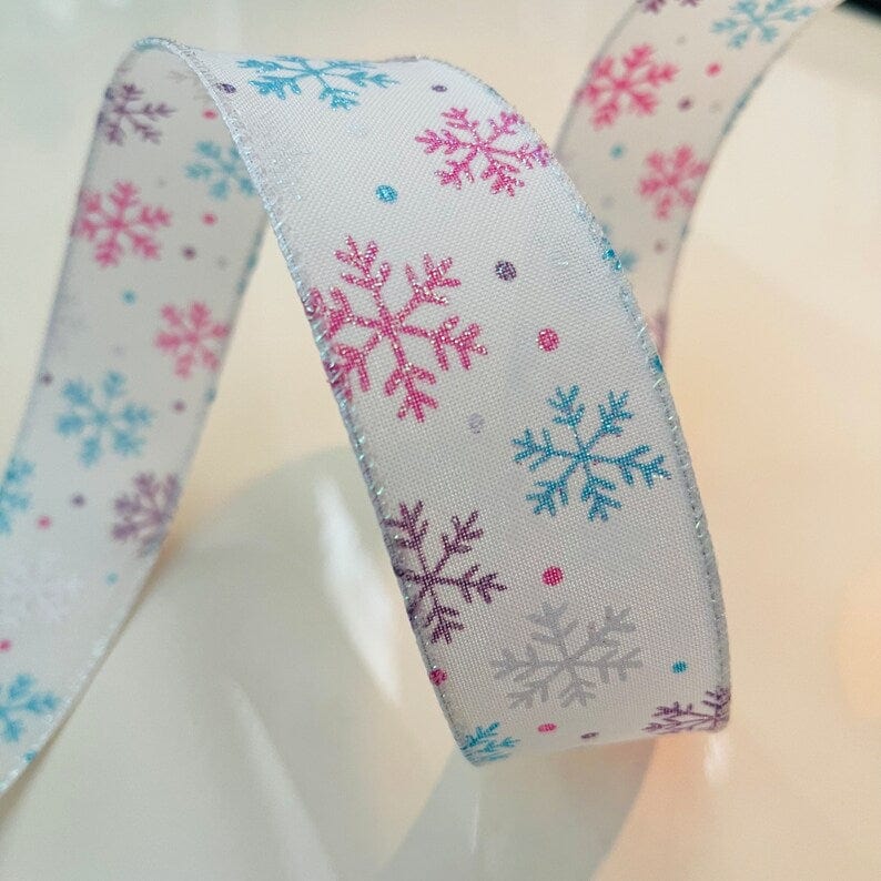 snowflake ribbon, snowflake grosgrain, silver snowflake ribbon, bling  ribbon, christmas ribbon, oh my gosh goodies ribbon, holiday , designer  ribbon, frozen ribbon