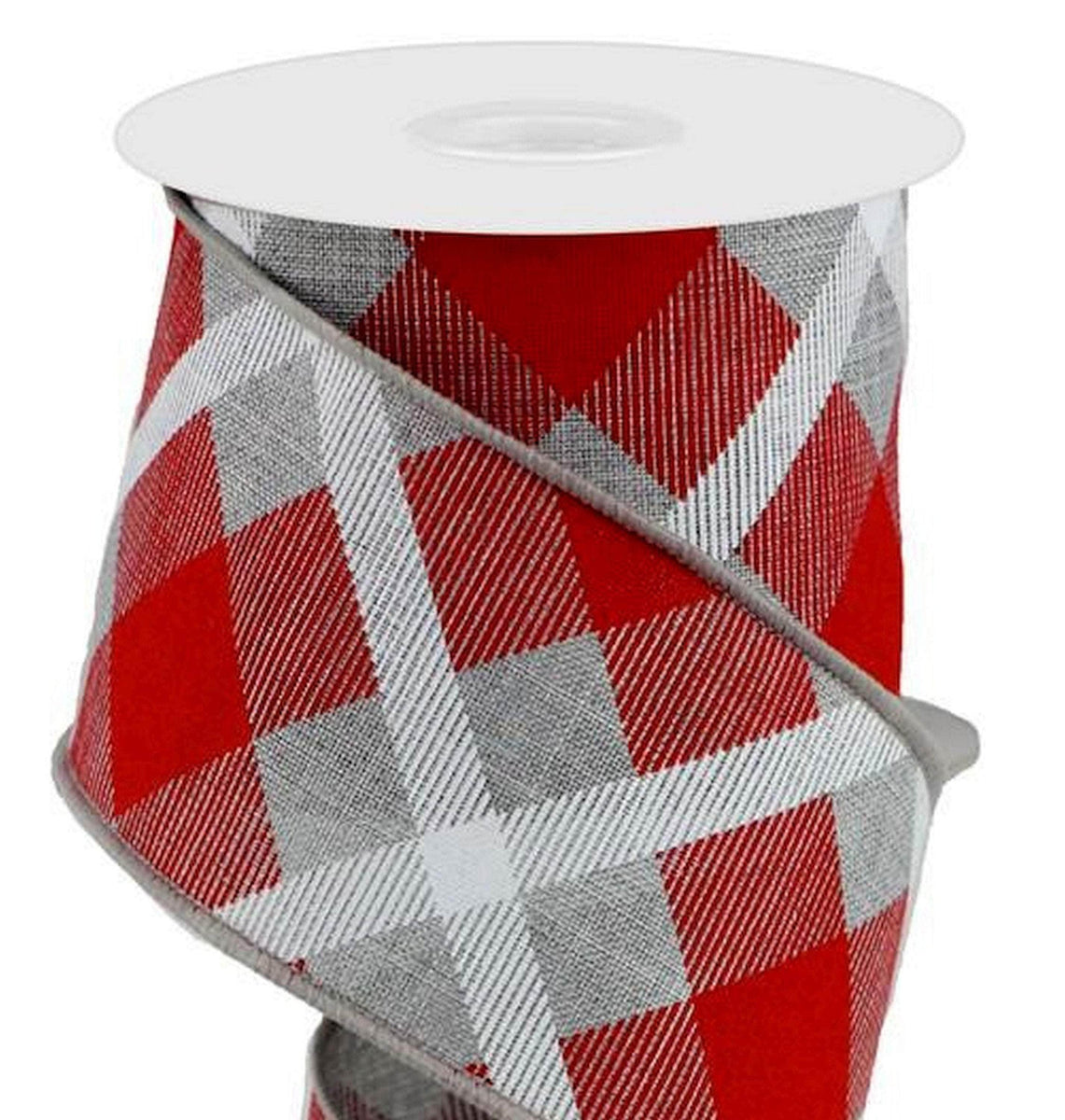 4”x 10 Yard Red/Black/White Plaid Ribbon