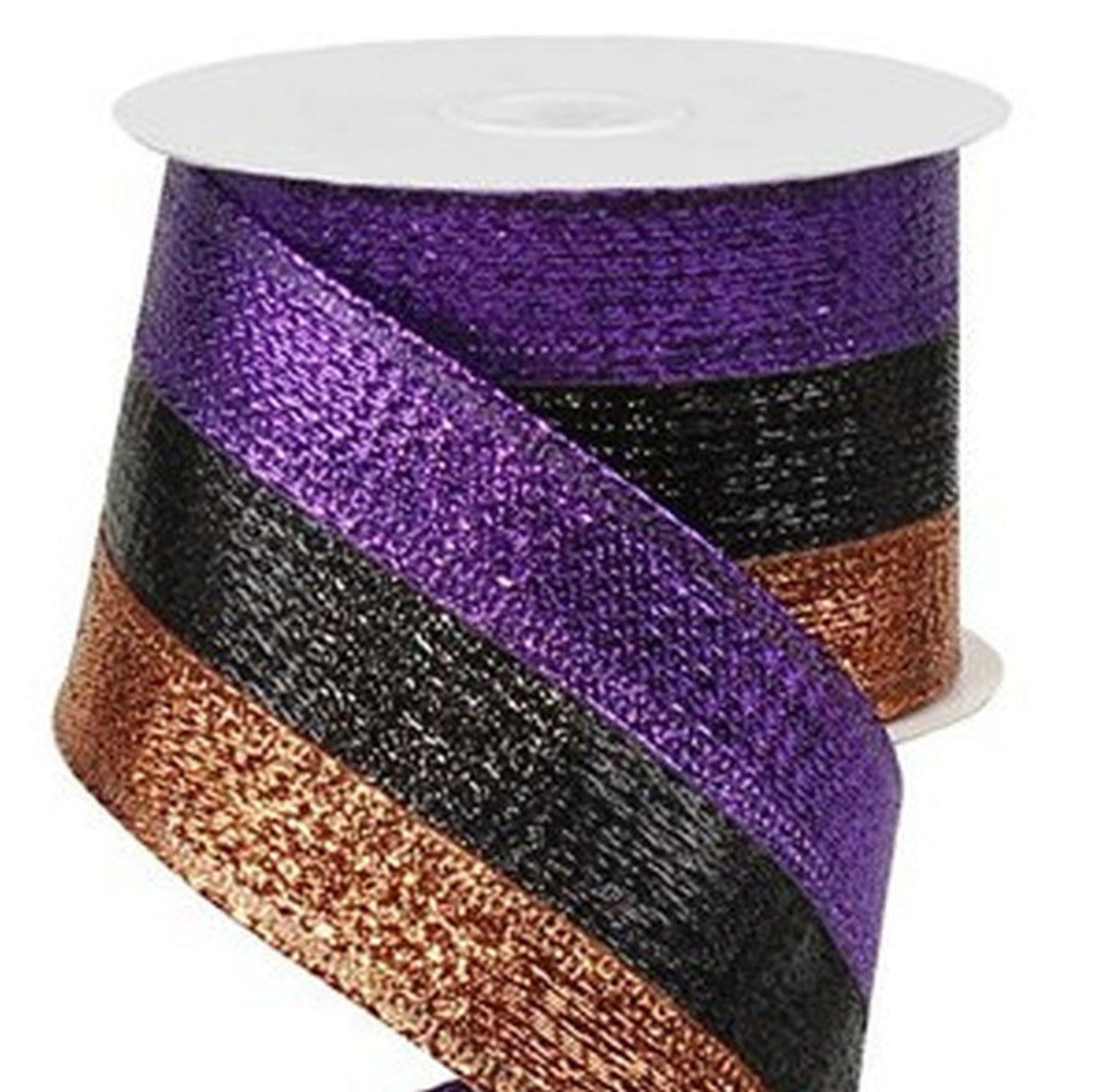 Glitter Striped Mardi Gras Ribbon - 2 1/2 x 10 Yards, Wired Edge,  Sparkling Purple, Green & Gold, Christmas, Wreath, Bows, Easter 