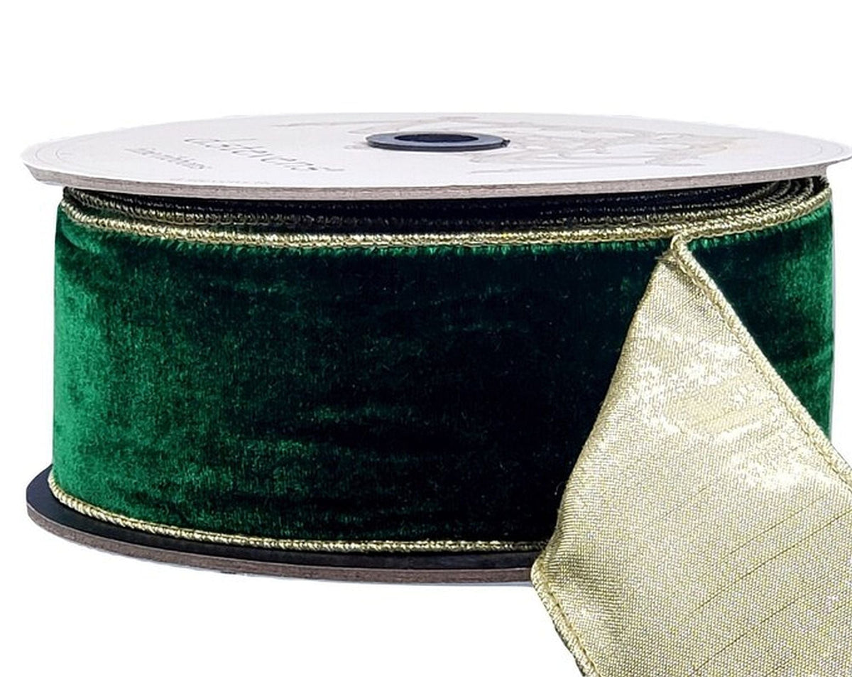 DStevens 2.5 inch X 10 yard DARK GREEN Velvet Ribbon