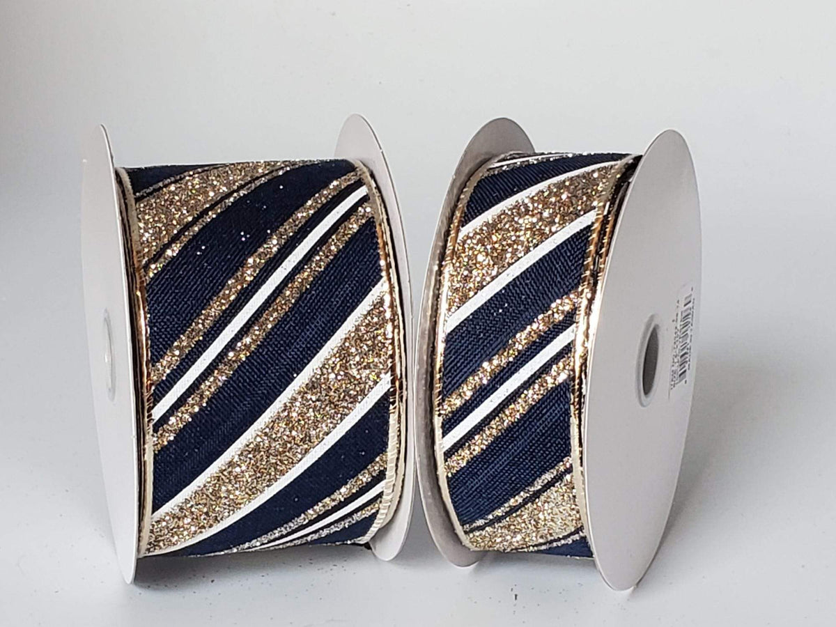 Wired Ribbon * Solid Navy Canvas * 1.5 x 10 Yards * RG127819