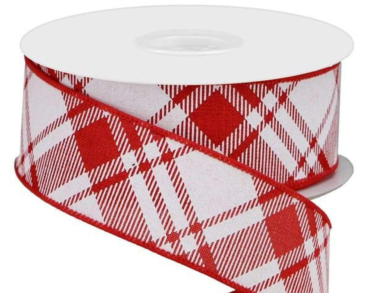 1.5 inch Red Ribbon with Red & White Check Wired Edges - 5 Yards –  Perpetual Ribbons