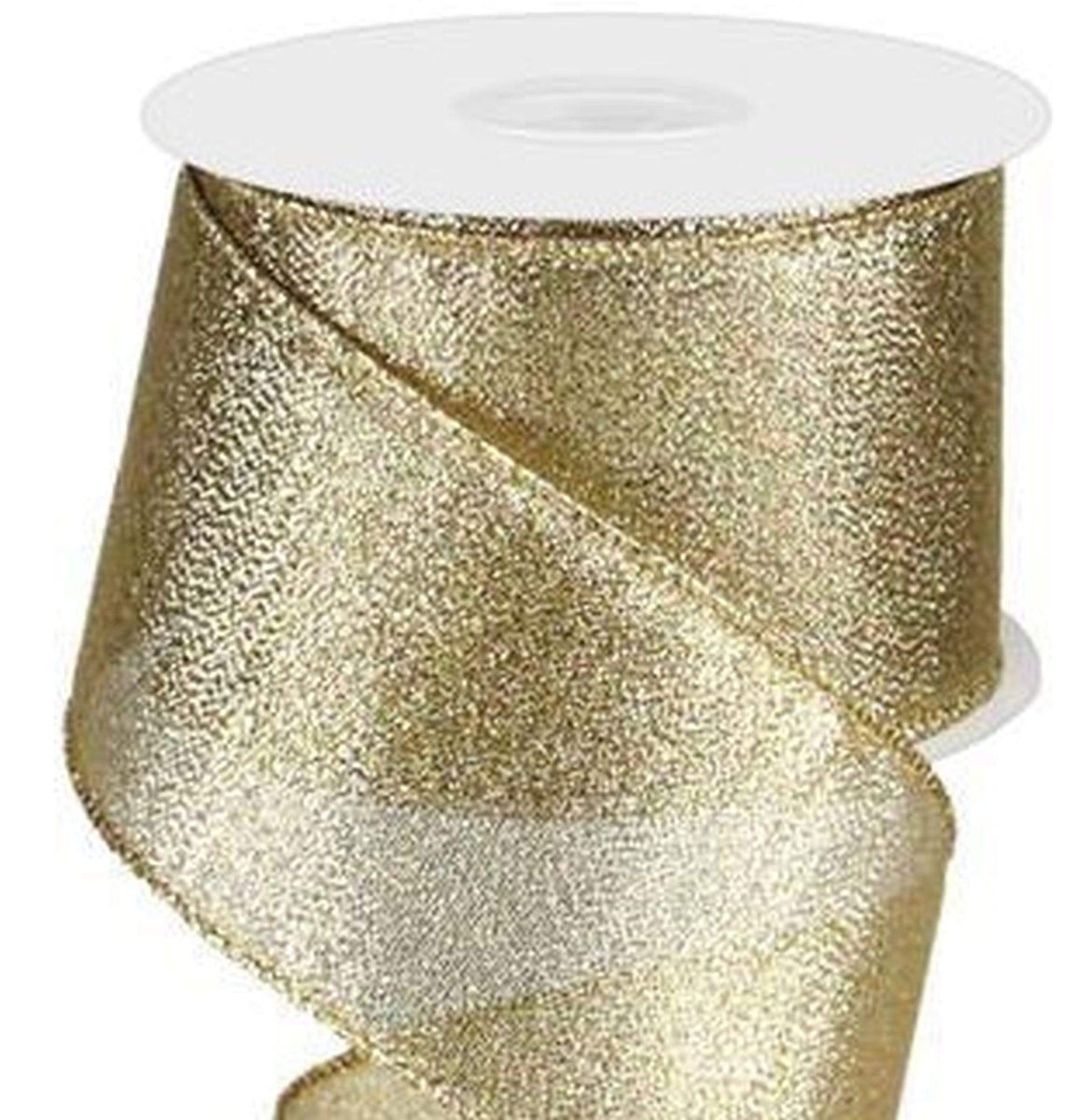 Metallic Shiny Gold Wired Ribbon, Craft Supplies, Christmas Wreaths, 1.5  Inches X 10 Yards, Wedding, Christmas, Anniversary 