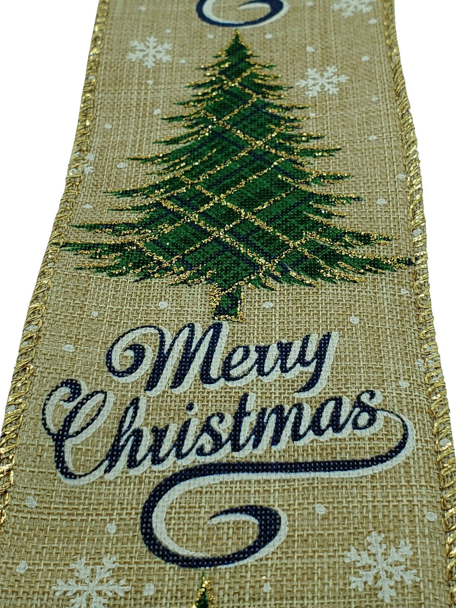 Wired Christmas Ribbon - 2.5 inch White Canvas Ribbon w/Raised Gold Mi –  Perpetual Ribbons