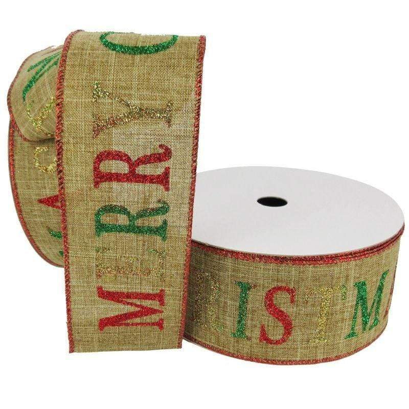 Fun Christmas Ribbon 2.5 inch Wired Natural Canvas Urban Leaf Ribb –  Perpetual Ribbons