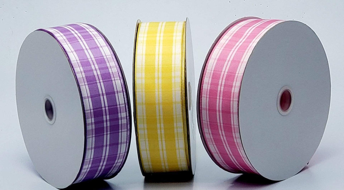 1.5 inch Yellow & White Check with Black & White Edge Ribbon - 50 Yard –  Perpetual Ribbons