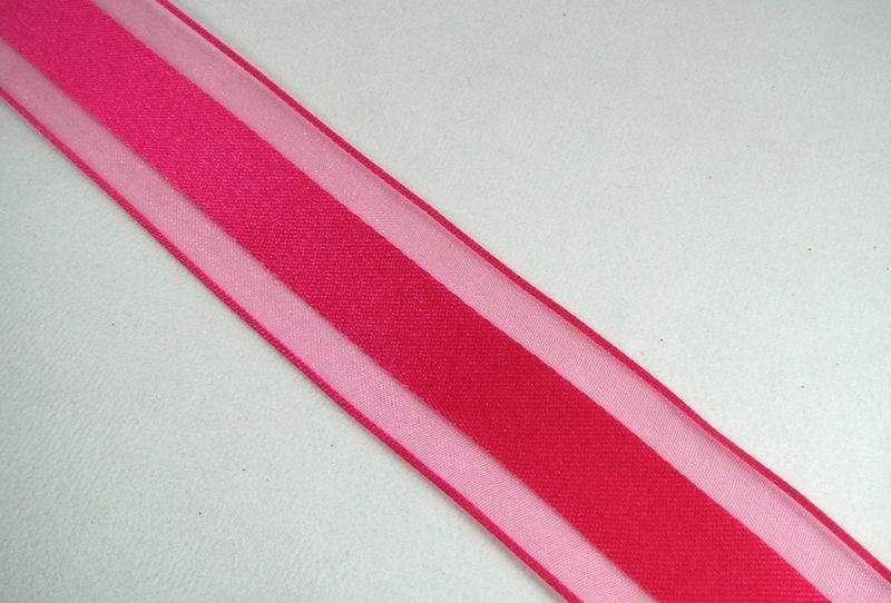 Navy/Hot Pink/Blue/Gold Stripe Sheer Ribbon, 25 yards-SHSTRP