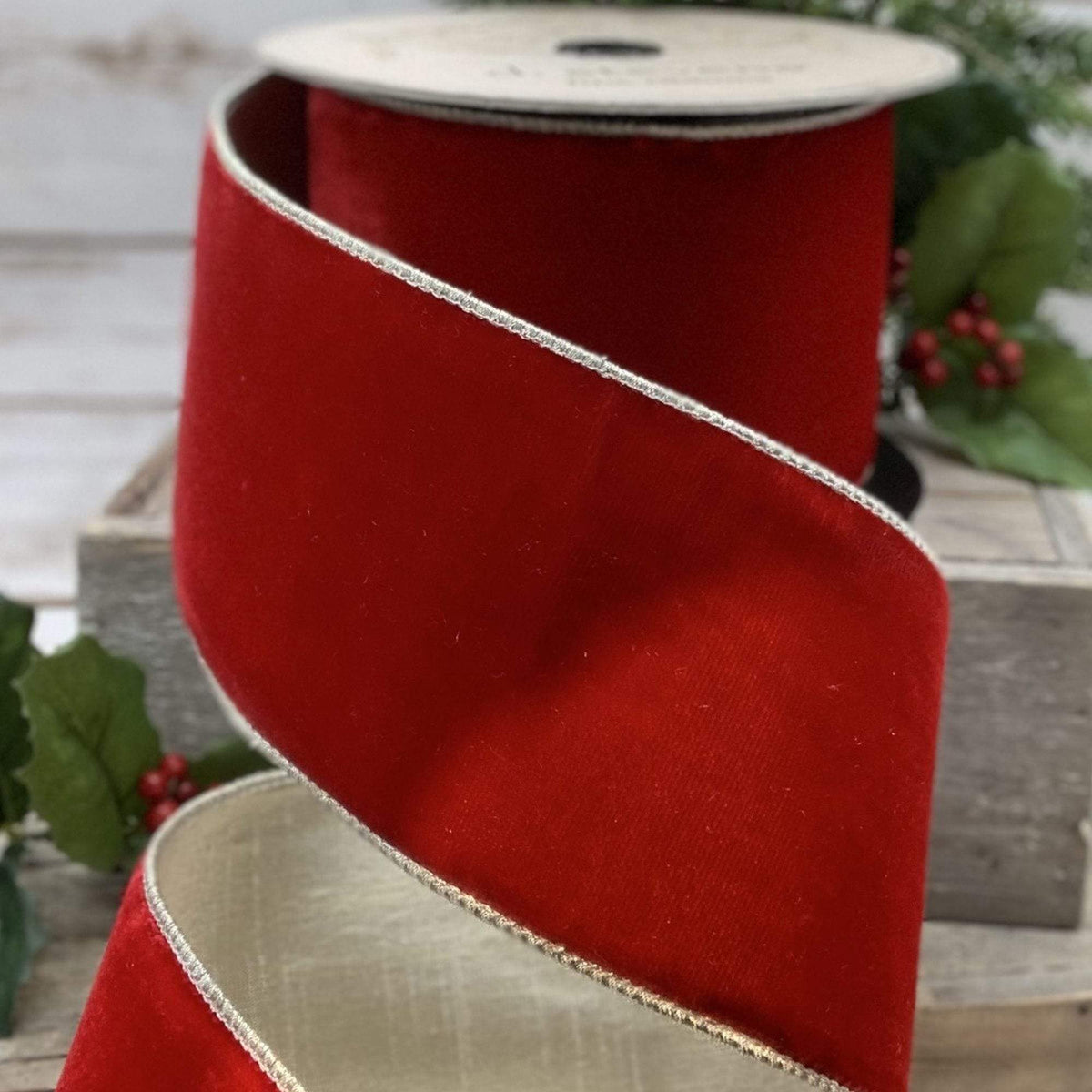 D. Stevens Metallic Sequin Red Christmas Ribbon, 4W x 10 Yards