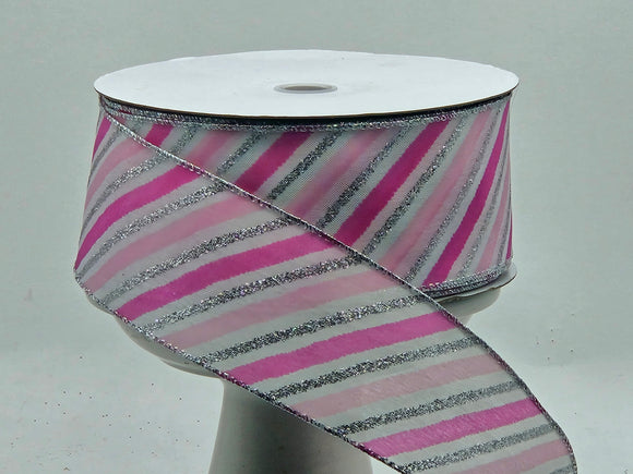 1.5 inch Silver & Gold Vertical Stripes on Cream Satin Ribbon - Wired –  Perpetual Ribbons