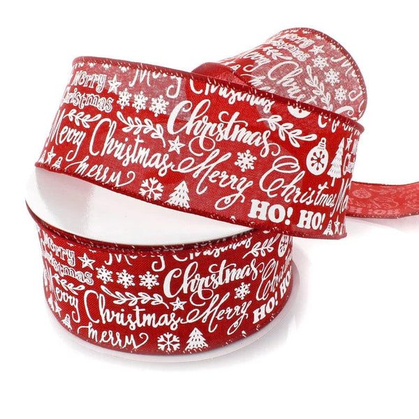 2.5 x 10 Yards Red Satin Ribbon with Merry Christmas in Various Colors –  Perpetual Ribbons