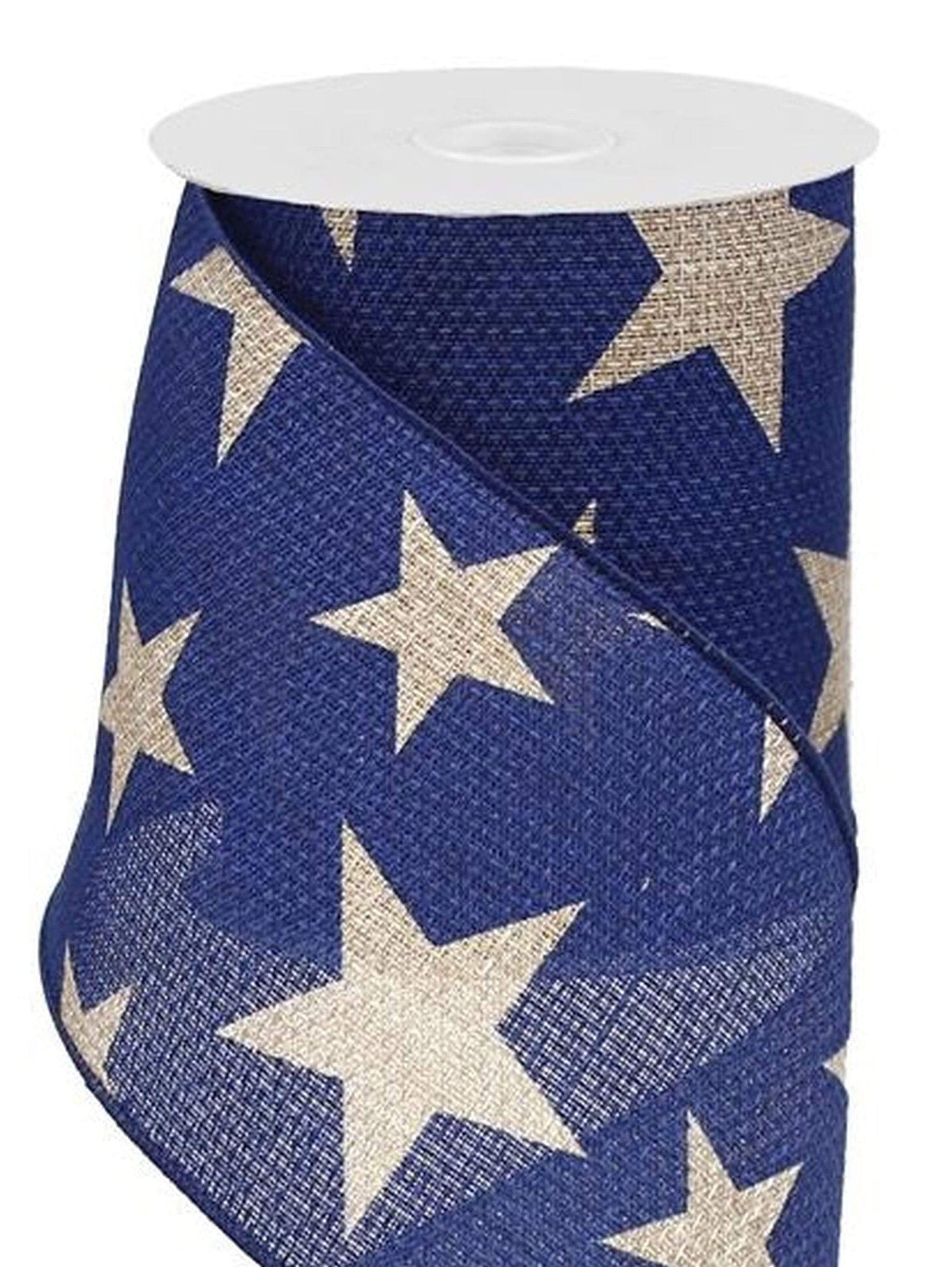 Royal Blue Burlap Wired Ribbon, 1-1/2 Inch X Continuous 20 Yard, Blue Gift