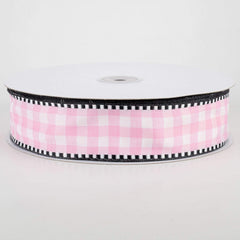 1.5 inch White Ribbon with Black & White Check Wired Edges - 5 Yards –  Perpetual Ribbons