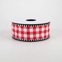 1.5 inch White Ribbon with Black & White Check Wired Edges - 5 Yards –  Perpetual Ribbons