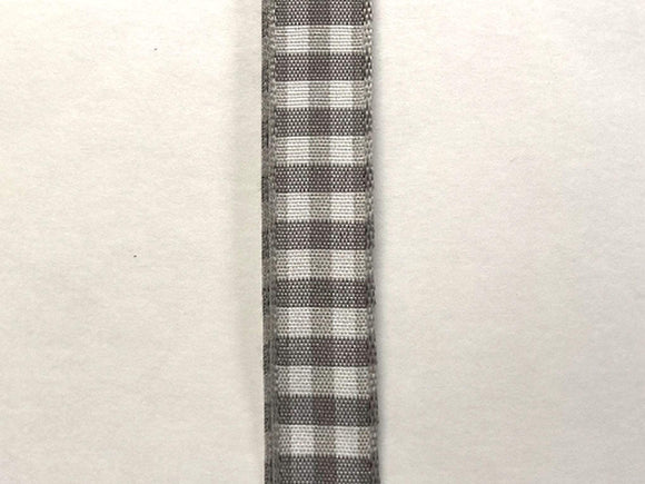 Jascotina Checks 10 Yards 5/8 inch Grey & White Classic Check Wired Ribbon