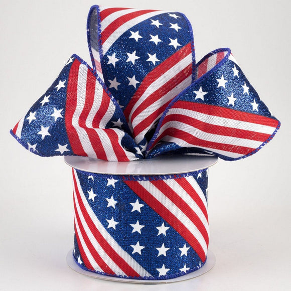 Red White Blue Plaid Patriotic Ribbon, 4th of July Ribbon Wired for Wreath,  American Flag Ribbon for Independence Day Decor