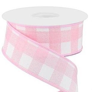 PerpetualRibbons Checks 10 Yards 1.5 inch Pink & White Buffalo Check - Wired Canvas Ribbon 10 Yards Wired Buffalo Check | Perpetual Ribbons