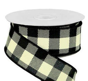 1.5 Black and White Check Ribbon (10 Yards)