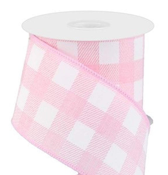 2.5 Glitter Gingham Check Ribbon: Pink - 10yds