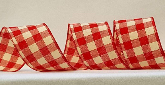 2.5 inch Red, Green and Tan Gingham Ribbon - 10 Yards – Perpetual