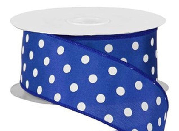 1.5 Royal Blue Red Swiss Dots Ribbon RGC115625