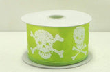 PerpetualRibbons Halloween 2.5 inch Wired Halloween Skull & Crossbones Ribbon - 10 Yards