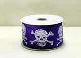 PerpetualRibbons Halloween 2.5 inch Wired Halloween Skull & Crossbones Ribbon - 10 Yards