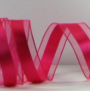 Ribbon - Neon Pink Sheer Wired 1.5-inch
