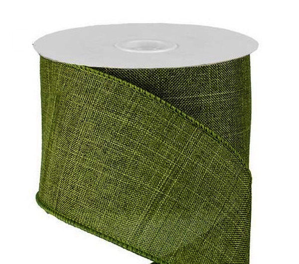 Offray 1.5 Wide Wired Edge Burlap Ribbon, 3 Yards, Moss Green