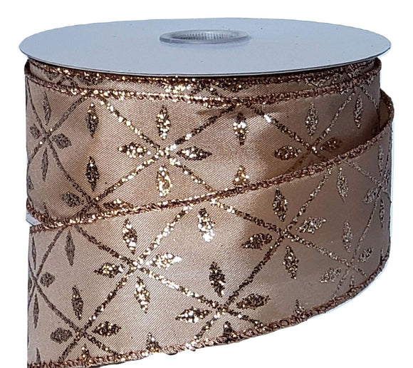 Rose Gold Ribbon Wired 1.5 Inch Pink Glitter Wired Ribbon Rose Gold  Christmas